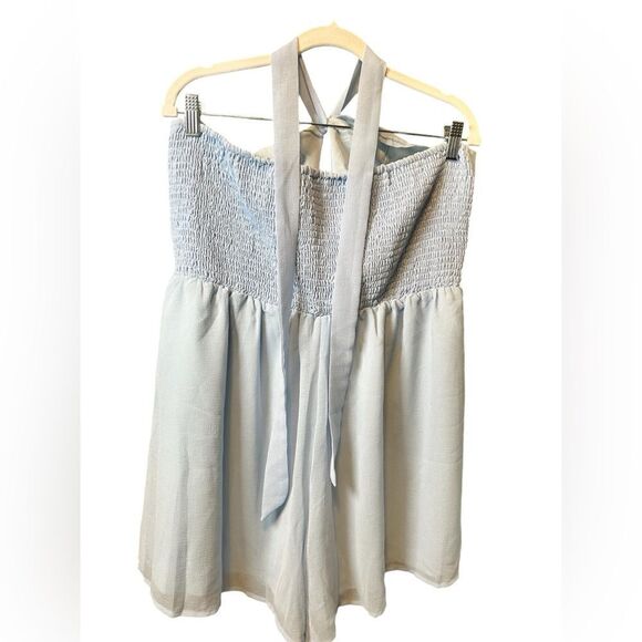 NWT Women’s Pale Blue Halter Cutout Backless Romper Shorts - Size XL - Picture 11 of 11